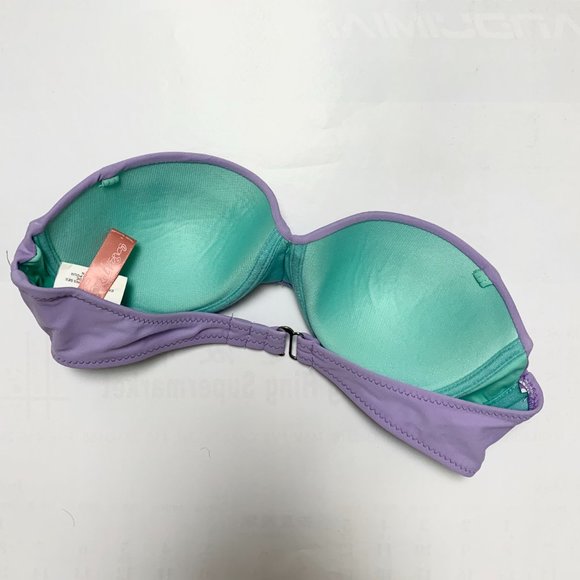 $3/20 Colourblock Strapless Bikini Top Purple Mint Black Medium - Picture 2 of 2